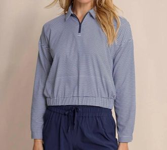 Southern Tide Kira Half Zip Stripe Pullover Sweatshirt In Blue