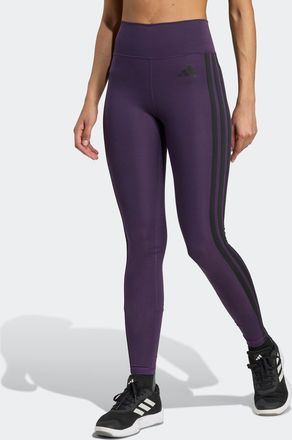 adidas Trainingstights ADIDAS PERFORMANCE OPTIME ESSENTIALS 3-STREIFEN 7/8-LEGGINGS, Damen, Gr. XS, N-Gr, aurora plum, schwarz, Obermaterial: 85% Polyester, 