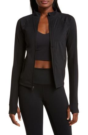 Lacoste Rib Panel Zip Jacket in Black at Nordstrom, Size Large