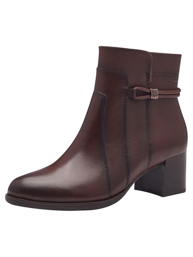 Tamaris Damen Boots Mit Blockabsatz – Leder, Gepolstert, Rutschfeste Sohle