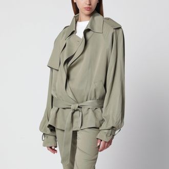 Frankie Shop Trench corto Elva fluido in viscosa verde salvia
