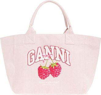 Ganni Tote Bags, female, Pink, Size: ONE SIZE Shopper Logo Tote Bag