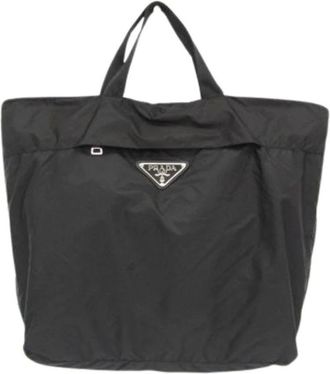 Prada Pre-owned Tote Bags, female, Black, Size: ONE SIZE Pre-owned Nylon Tote Bag