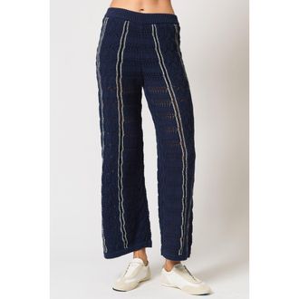 Central Park West Amber Novelty Stitch Sweater Pant in Navy at Nordstrom, Size Medium