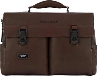 Piquadro Donkerbruine Laptop en i Pad Pro Tas - Heren - Laptoptassen - Bruin - ONE Size - Tassen