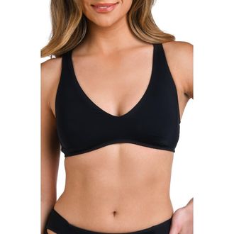La Blanca Island Goddess V-Neck Bikini Top in Black at Nordstrom Rack, Size 14