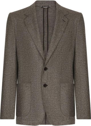Dolce & Gabbana Americana Grijs Gem&ecirc;leerd 2 Knoop - Heren - Blazers - Bruin - M - Leer - Jassen