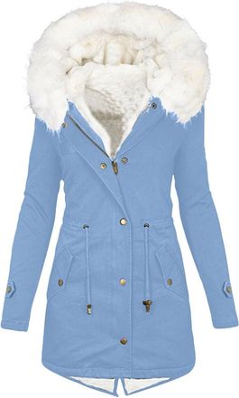 Generic Winter Coats for Women UK Ladies Thickened Warm Fleece Lined Overcoat Outerwear Plus Size Full Zip Hooded Parka Jacket Padded Coat with Faux Fur Trim 