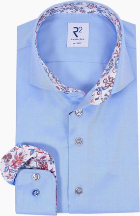 R2 Mens R2 LONG SLEEVED CUT AWAY COLLAR SHIRT LIGHT BLUE - Size: 46/48