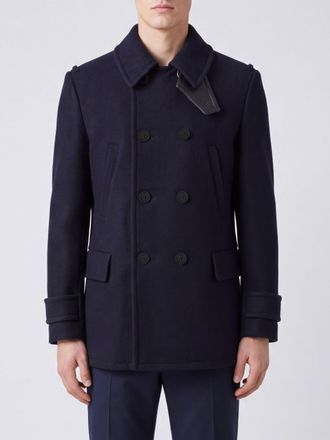 Burberry Double-Breasted Wool and Cashmere Blend Pea Coat with Epaulettes