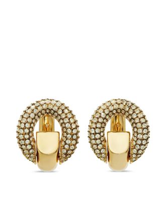 Tory Burch crystal-embellished hoop earrings - Gold