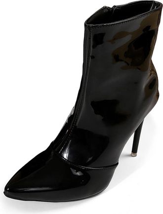 Generic Stylish Women Winter High Heel Pointed Toe Zipper Mid Calf Boots Elegant Solid Design Footwear for Cold Weather Comfort and Sophisticated (Black, 6.5)