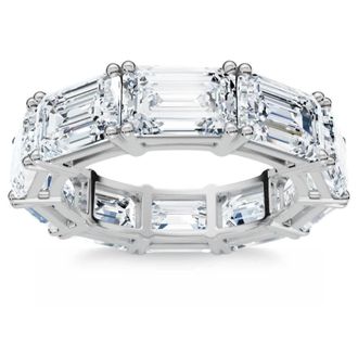 Pompeii3 10Ct Emerald Cut Diamond Eternity Ring East West Set 14k White Gold Lab Grown