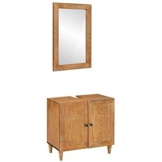 vidaXL Juego De Muebles De Ba&ntilde;o 2 Pcs Marr&oacute;n Madera Maciza De Mango Vidaxl