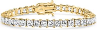 Pompeii3 16.30Ct Princess Cut Diamond 7 Tennis Bracelet 14k Gold Lab Grown