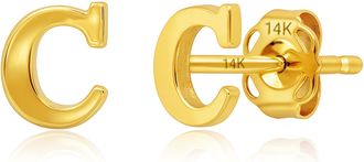 MAX + STONE 14k Yellow or White Gold Small Script Initial Letter Stud Earrings