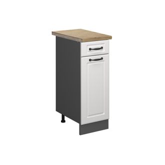 Vicco Mueble Bajo De Cocina R-line, Blanco Casa De Campo, 30 Cm, Et Roble