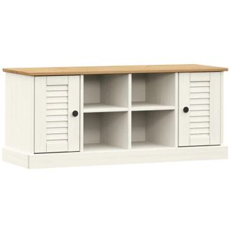 vidaXL Banco Zapatero Vigo Madera Maciza De Pino Blanco 106x35x45 Cm Vidaxl