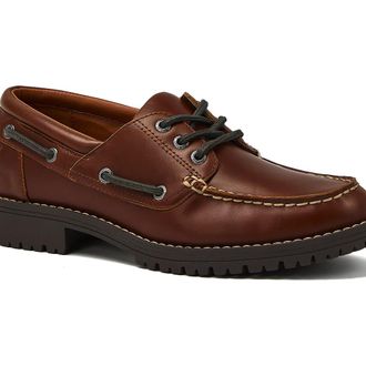 Lands End Seaport Leather Lace Up Boat Shoes in Rustic Brown at Nordstrom, Size 6.5