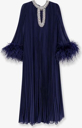 Self Portrait Chiffon long dress with ostrich feathers - SELF PORTRAIT - gender_Woman