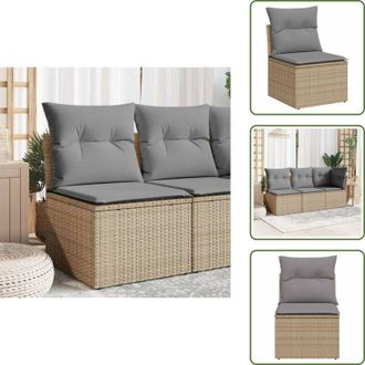 vidaXL Cuscino per schienale - vidaXL Divano Giardino Senza Braccioli con Cuscini Beige in Polyrattan - Divano senza braccioli