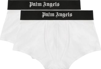 Palm Angels Set van twee katoenen boxers met elastische band - Heren - Onderbroek - Wit - S - Katoen - Ondergoed