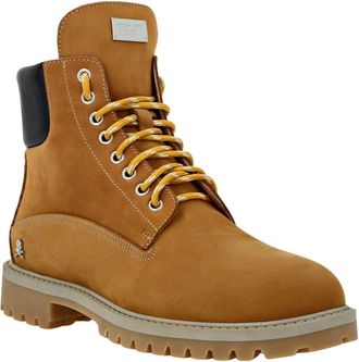 Philipp Plein Nabuk Lage Platte Laarzen - Heren - Veterlaarzen - Beige - 41 EU - Leer - Schoenen