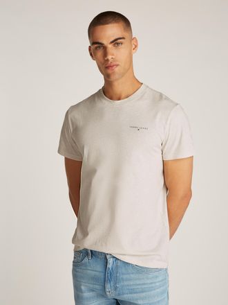 Tommy Jeans T-Shirt TOMMY JEANS TJM SLIM LINEAR CHEST SS TEE EXT, Herren, Gr. 3XL, grau (oat marl htr), Jersey, Obermaterial: 100% Baumwolle, slim fit h&uuml;ftlang, R