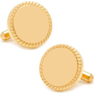 Cufflinks Inc. Engravable Round Rope Border 14K Gold Plated Cuff Links at Nordstrom