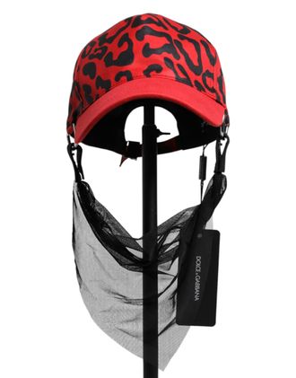Dolce & Gabbana Red Cotton 6 Panels Women Baseball Cap Black And Accessory