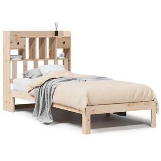 Berkfield Home Bookcase Bed without Mattress 90x200cm Solid Wood Pine in Light Tan | Size: 90x200 cm