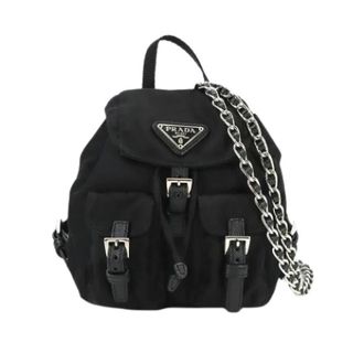 Prada Pre-owned Backpacks, female, Black, Size: ONE SIZE Pre-owned Vintage Triangle Handbag