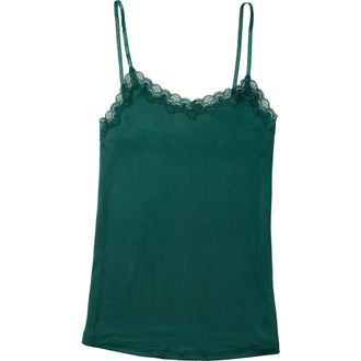 Uwila Warrior Soft Silk Lace Trim Camisole in Smoke Pine at Nordstrom, Size Xx-Large
