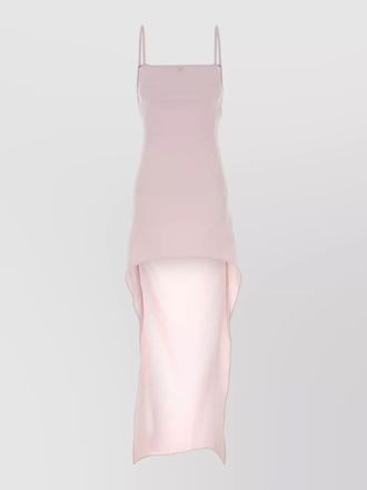 Courr&egrave;ges crepe midi dress asymmetrical hem spaghetti straps