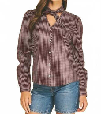 Pinch Design Long Sleeve Gingham Top In Tulip