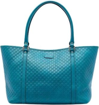 Gucci Pre-owned Tote Bags, female, Blue, Size: ONE SIZE Pre-owned Vintage Leather Tote