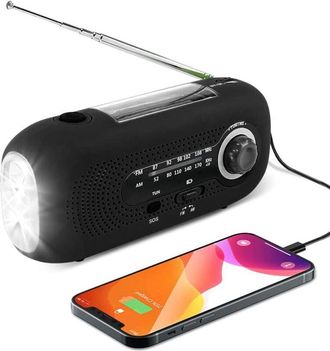 OEM Radio Solar, Radio Meteorol&oacute;gica De Emergencia Con Manivela, Am/fm, Autoalimentada, Con Linterna De 5 Led, Bater&iacute;a Externa De Emergencia De 2000 Mah P