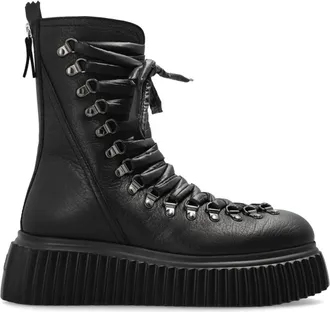 AGL Agl, Schoenen, Dames, Zwart, 38 1/2 EU, Leer, Dromo Platform Enkellaarzen