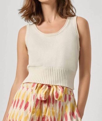 Lilla P Cropped Scoop Tank Sweater In Off White