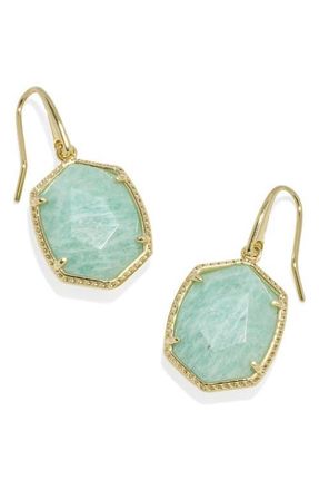 Kendra Scott Daphne Frame Stone Drop Earrings in Gold Teal Amazonite at Nordstrom