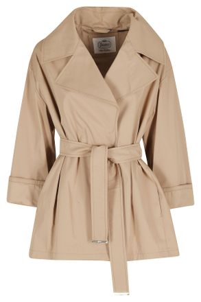 Herno Camel Short Trench Belted Cotton Trench Coat