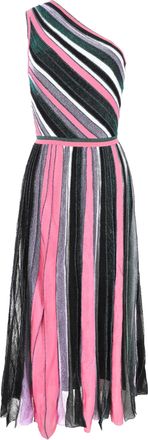 Missoni Striped Lurex Knit One Shoulder Maxi Dress in Multicolor Rayon