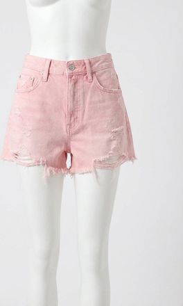 Z Supply Classic High Rise Denim Shorts In Bleached Mauve