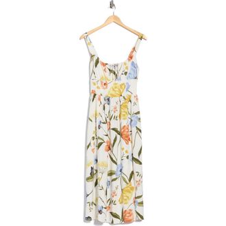 Ellen Tracy Keyhole Midi Dress in Whimsical Floral at Nordstrom Rack, Size X-Large