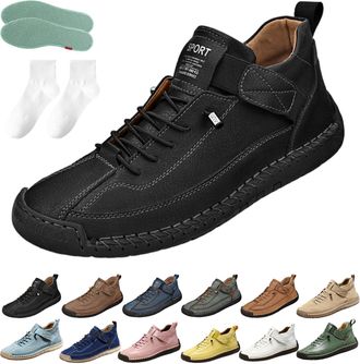 Generic Comfortable & Pain-Free Orthopedic Sneakers, Non-Slip Slip On Comfortable Leather Shoes for Women (Black, Adult, Women, 8.5, Numeric, UK Footwear Size