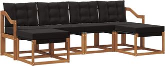 vidaXL Conjunto De Sof&aacute;s De Exterior 6 Uds. Natural Y Negro Vidaxl