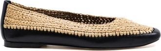 Andrea Gomez Dakota Raffia Leather Flat in Black at Nordstrom, Size 39.5