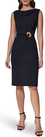 DKNY Belt Detail Scuba Crepe Sheath Dress in Black at Nordstrom, Size 12