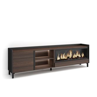 Skraut Home Skraut Home - Mueble Tv, Televisi&oacute;n, Muebles De Sal&oacute;n, Almacenaje, 212x35x61cm, Para Tv Hasta 80, Chimenea El&eacute;ctrica Xxl, Dise&ntilde;o Industrial, Led, Esti