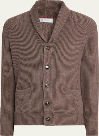 Brunello Cucinelli Mens Cotton Rib Shawl Cardigan